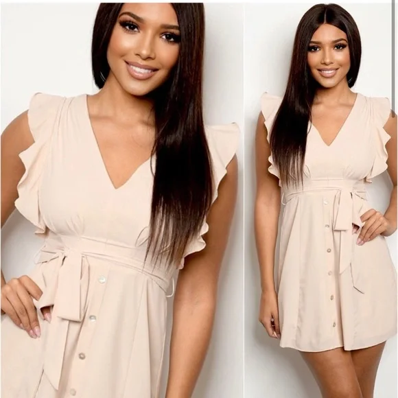 LAST ONE: Women’s summer mini dress in sand - Picture 3 of 5